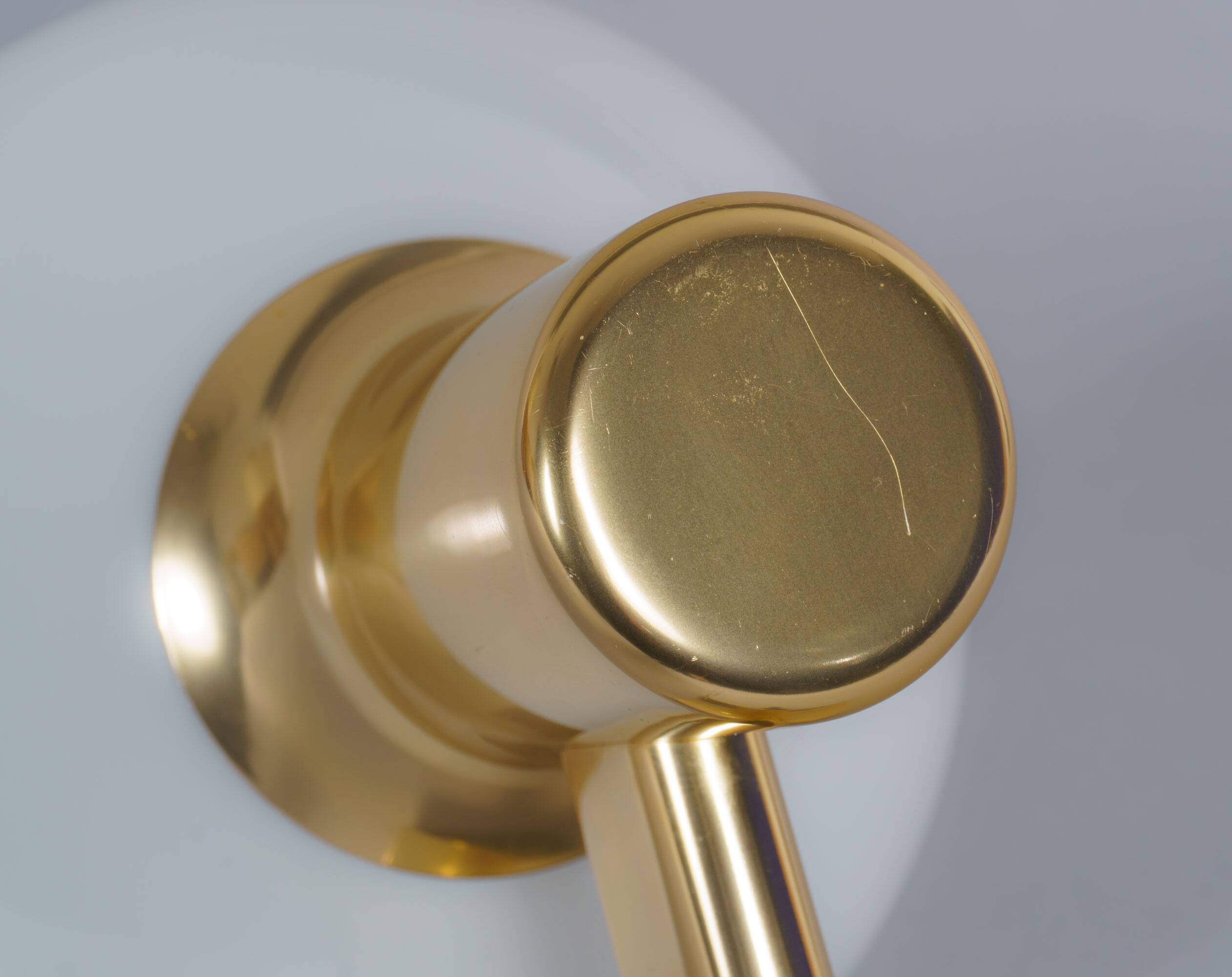Pair of Vintage 1970s British Gold & Opaline Glass Wall Lamps / Sconces