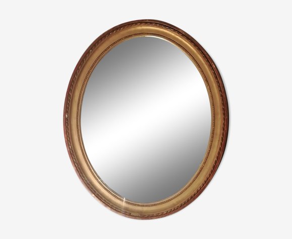 Miroir ovale style Louis XVI en bois doré 38cm