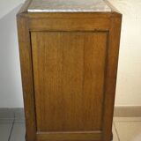 Art Deco oak and marble bedside table