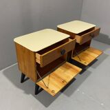 Tables de nuit entièrement restaurées par Jindřich Halabala pour ÚP Závody, années 1950, Tchécoslovaquie