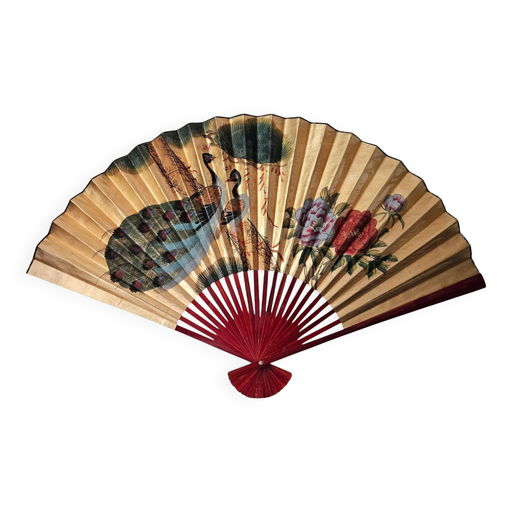 Large vintage hand-painted Japanese fan