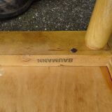 Square Baumann stool from 1970 in red skai