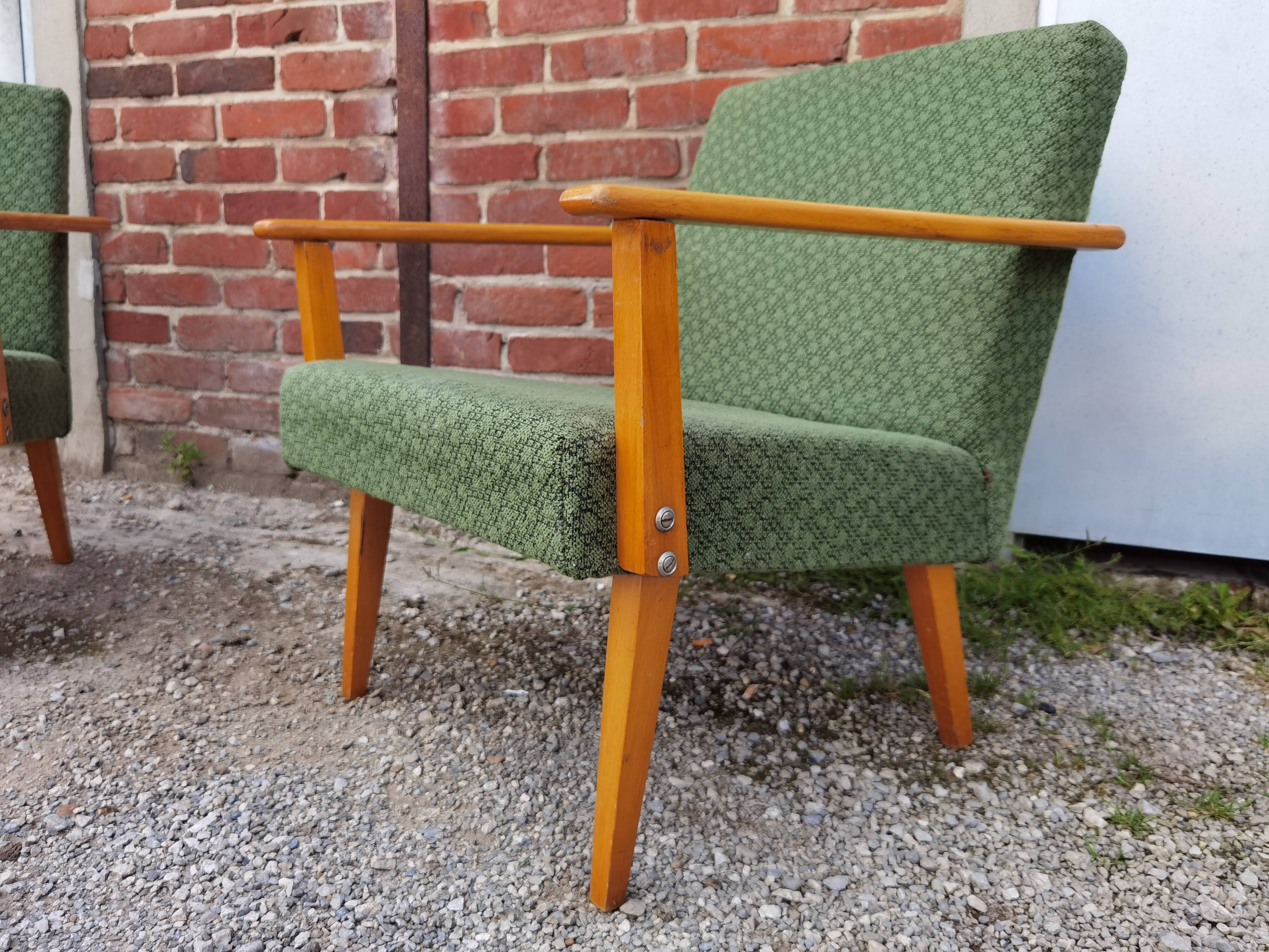 Pair of green Armchairs Tatra 1960