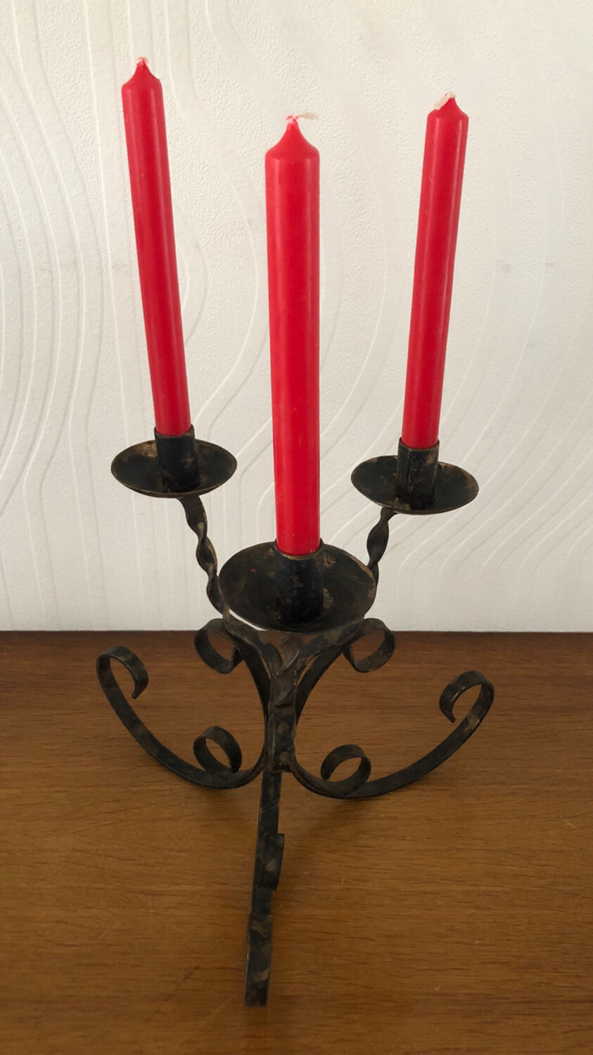 Vintage forged 3 candle holder