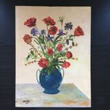 Tableau bouquet de coquelicots et bleuets
