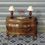 7-branch chandelier, in gilded brass, signed Wainberg.