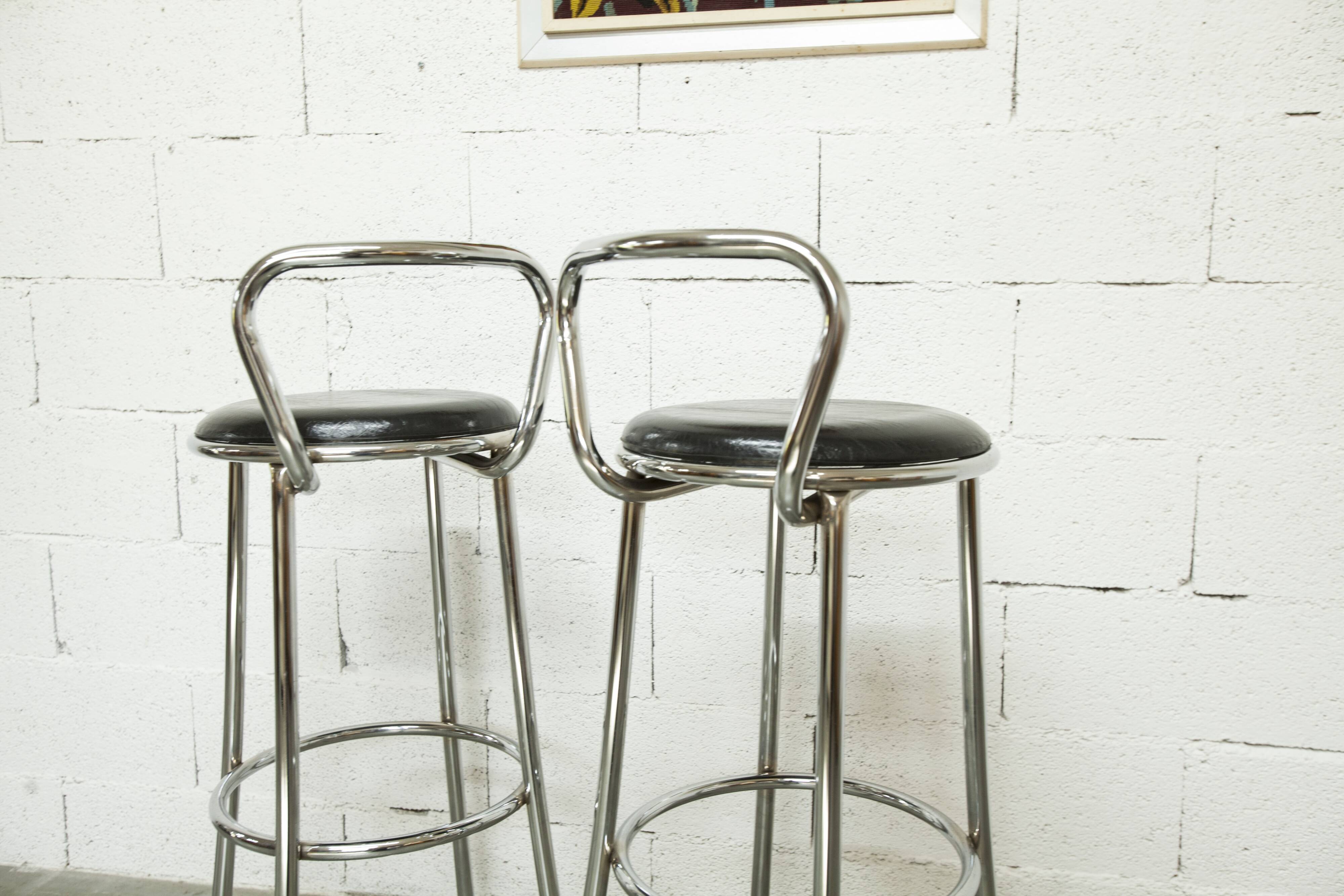 Pair of Rodet bar stools 1970 82.5cm