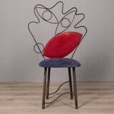 Chaise sculpture vintage années 70 en fer et tissu design italien