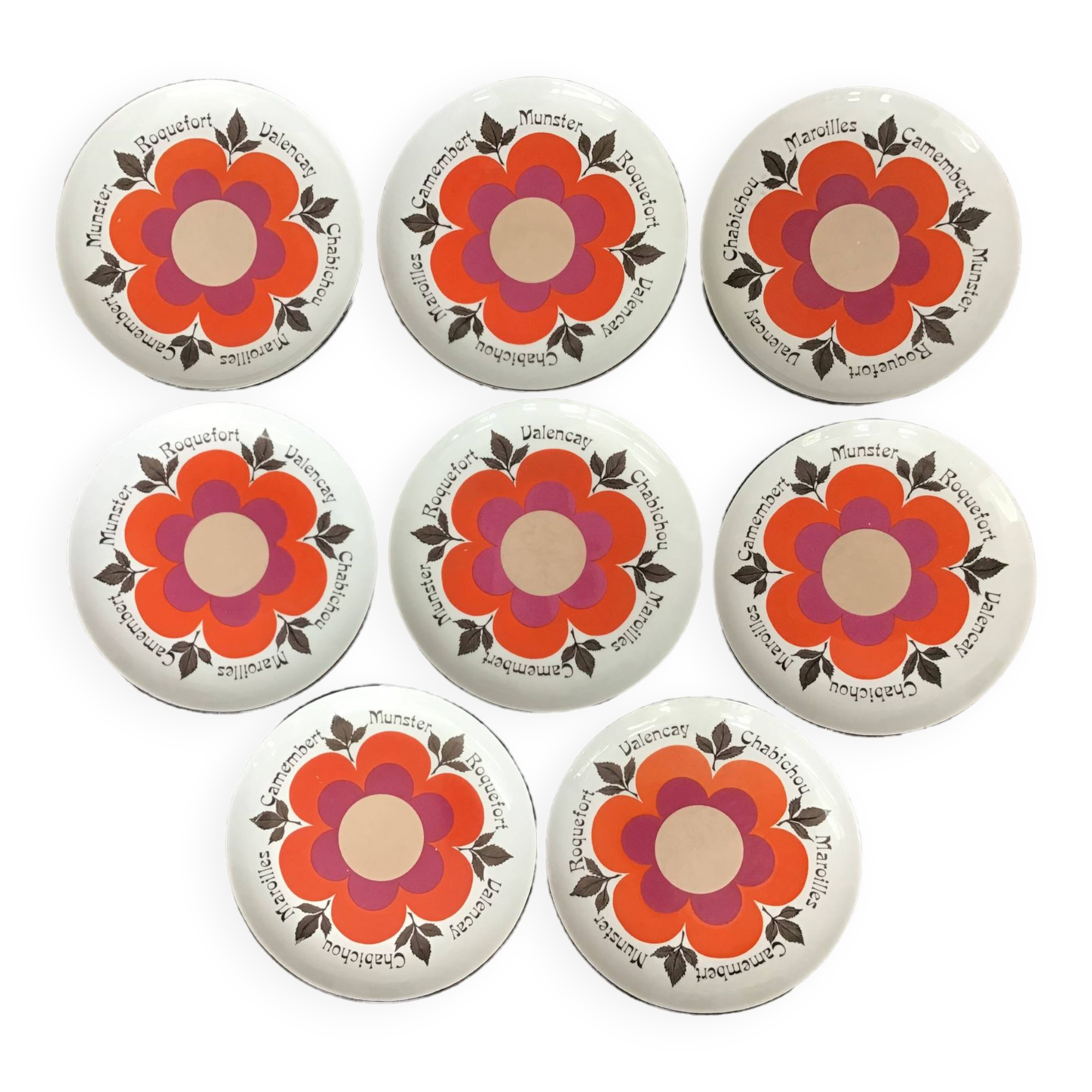 8 assiettes à fromage Gien