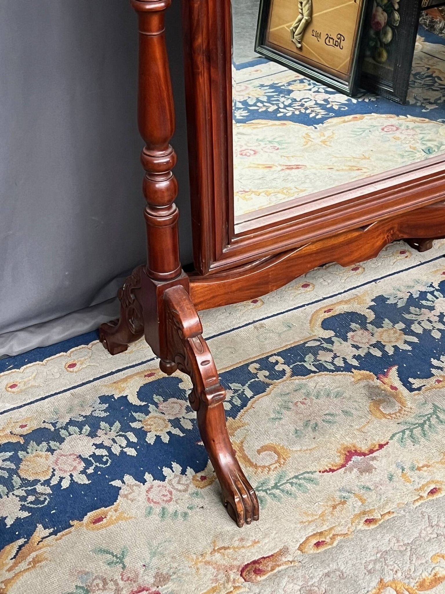Psyche mirror. Carved solid mahogany.