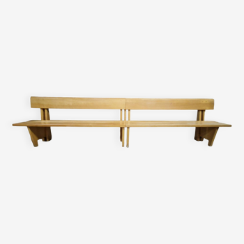 Large modernist beech bench, Netherlands 1960s