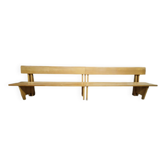 Large modernist beech bench, Netherlands 1960s