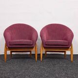 Lounge Chairs in Hand-Stitched Jacquard Upholstery by Sándor Palócz, 1968