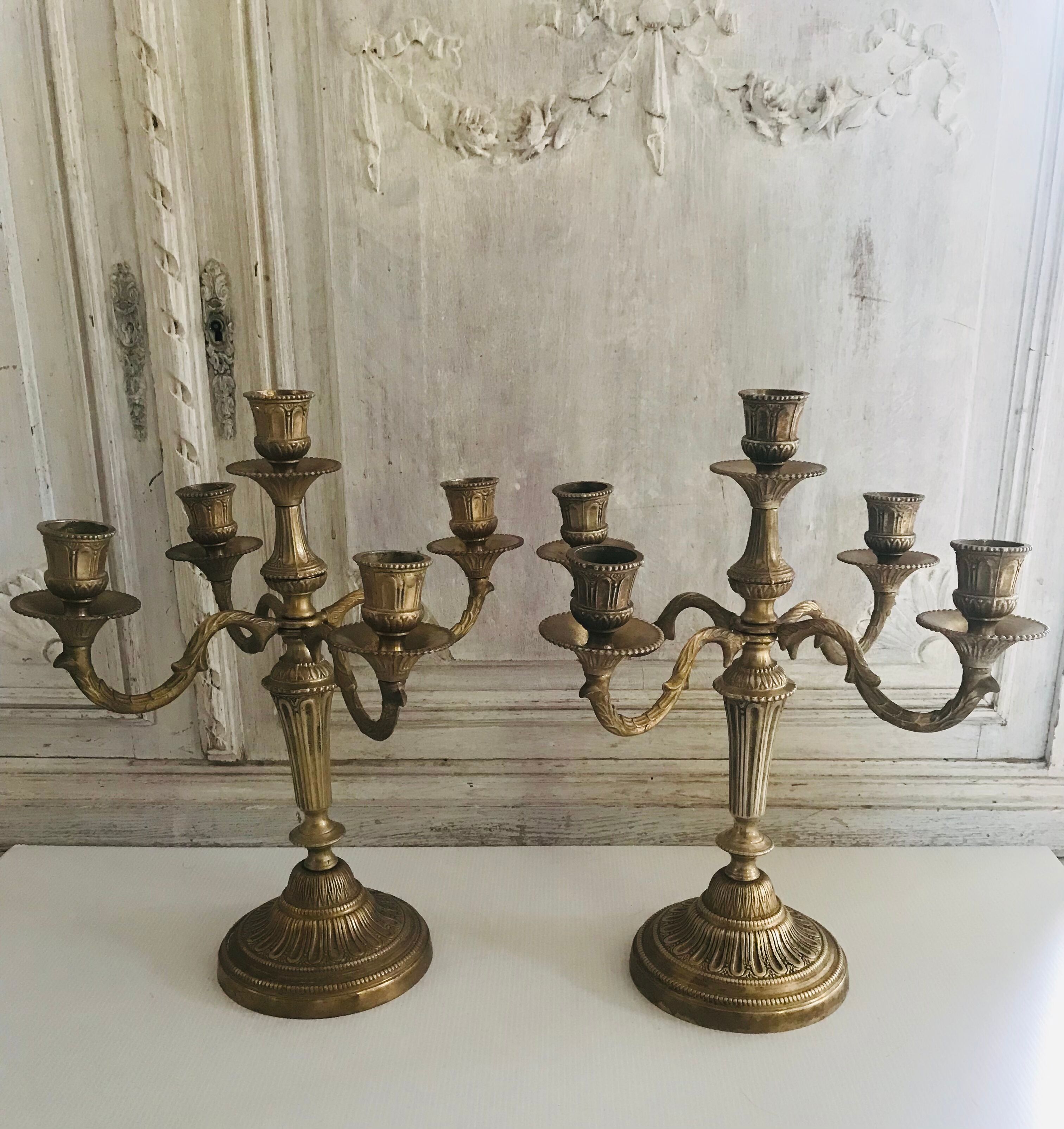 Pair of gilded bronze chandeliers