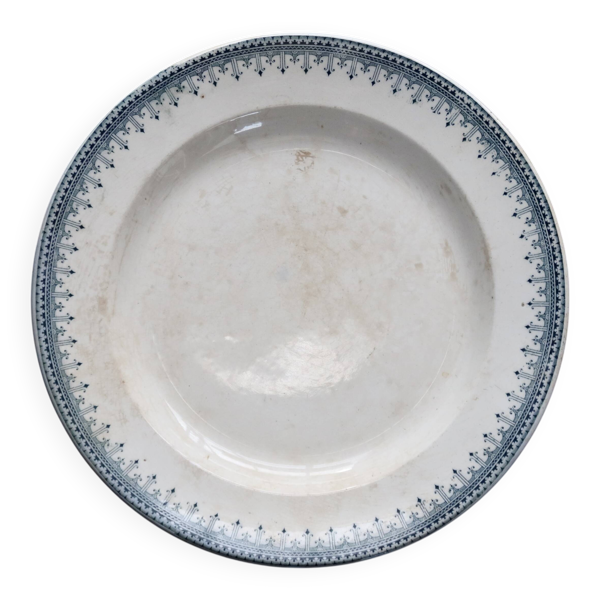 Plat de service rond vintage terre de fer patinée - Modèle Bordure