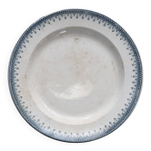 Round vintage patinated ironstone serving dish - Border model