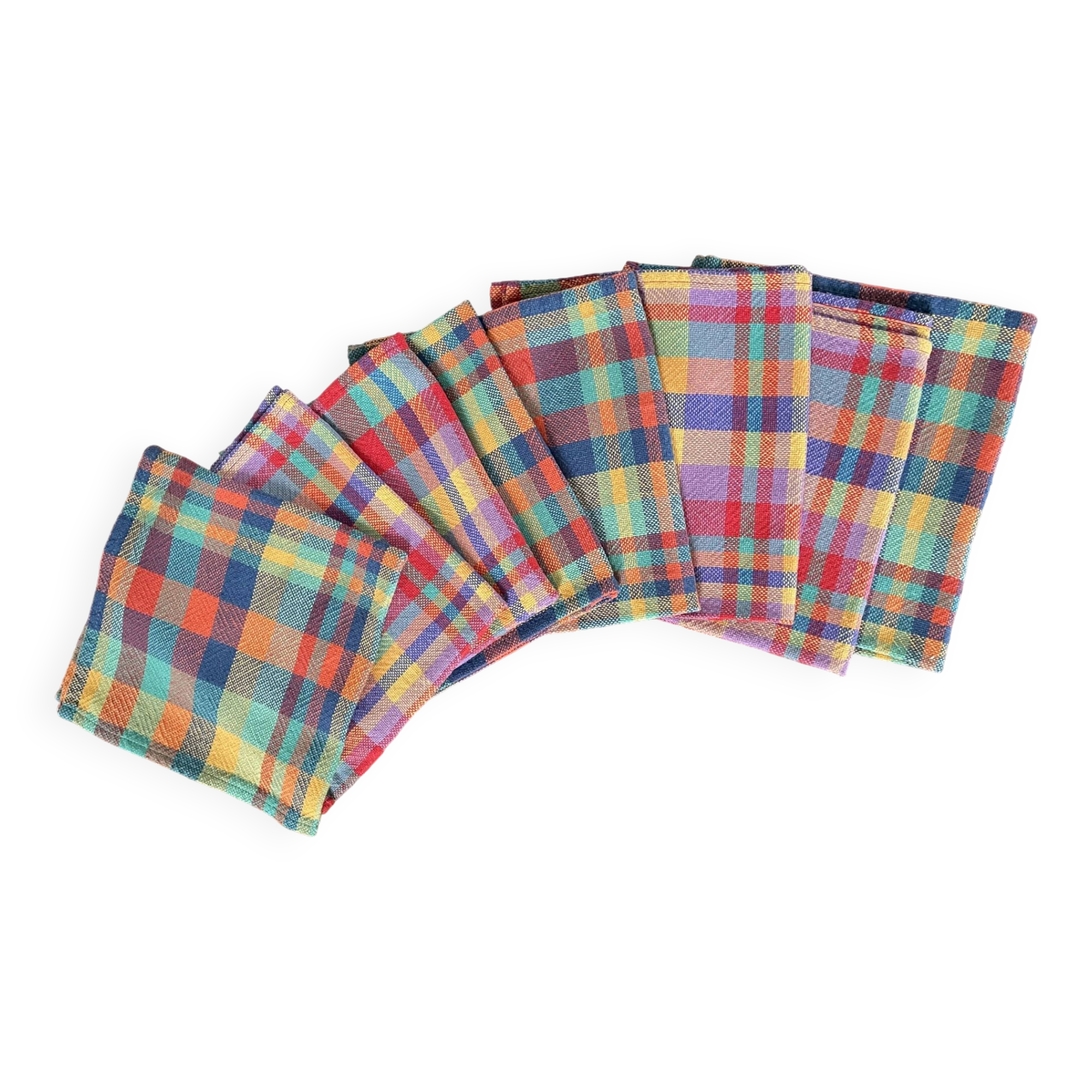 Set of 8 madras cotton napkins