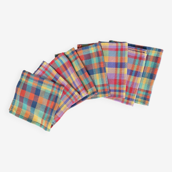 Set of 8 madras cotton napkins