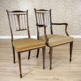 English Sheraton Style Armchairs and Chairs, Late 19th Century, Set of 4