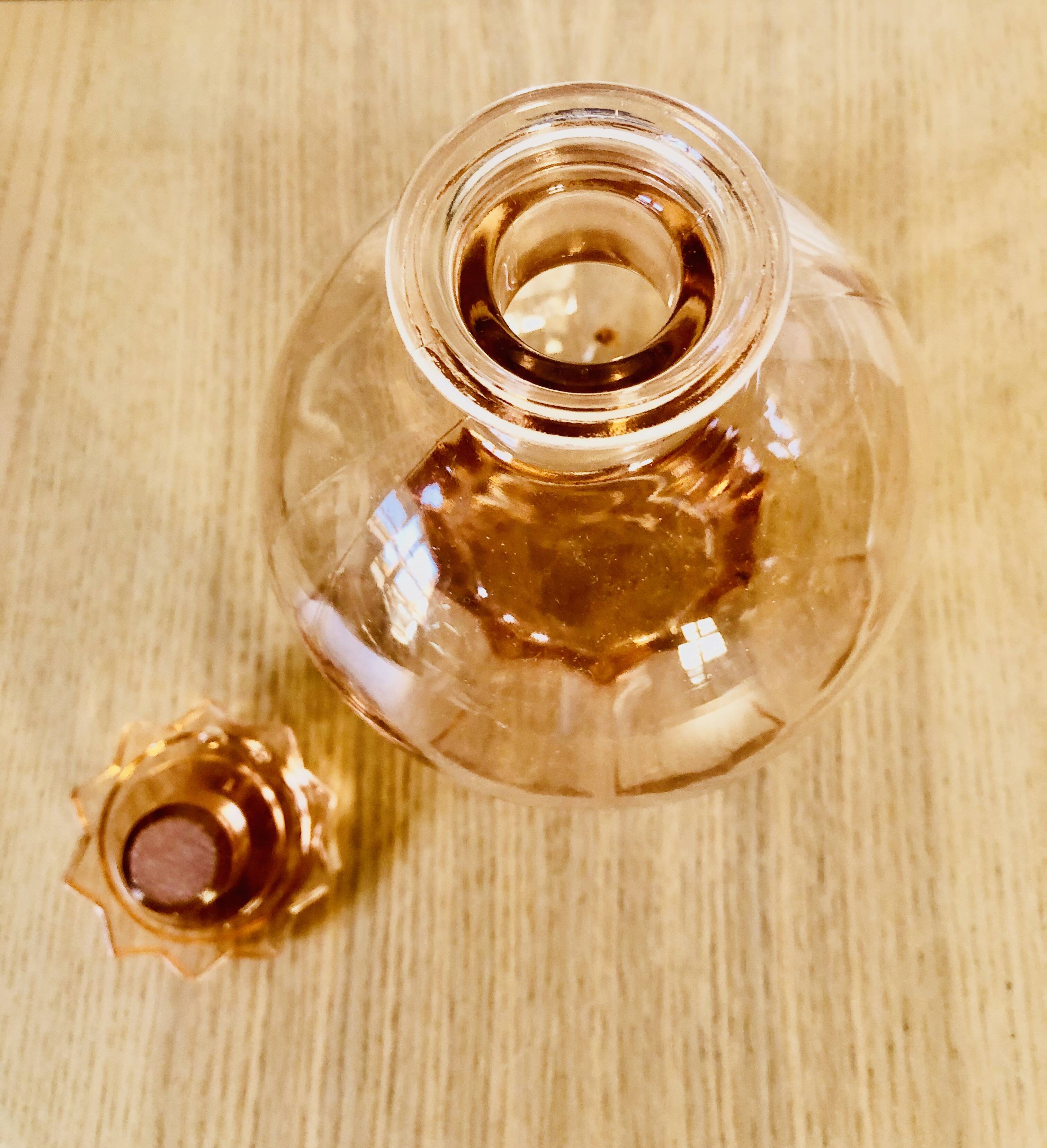 Vintage pink glass liqueur set