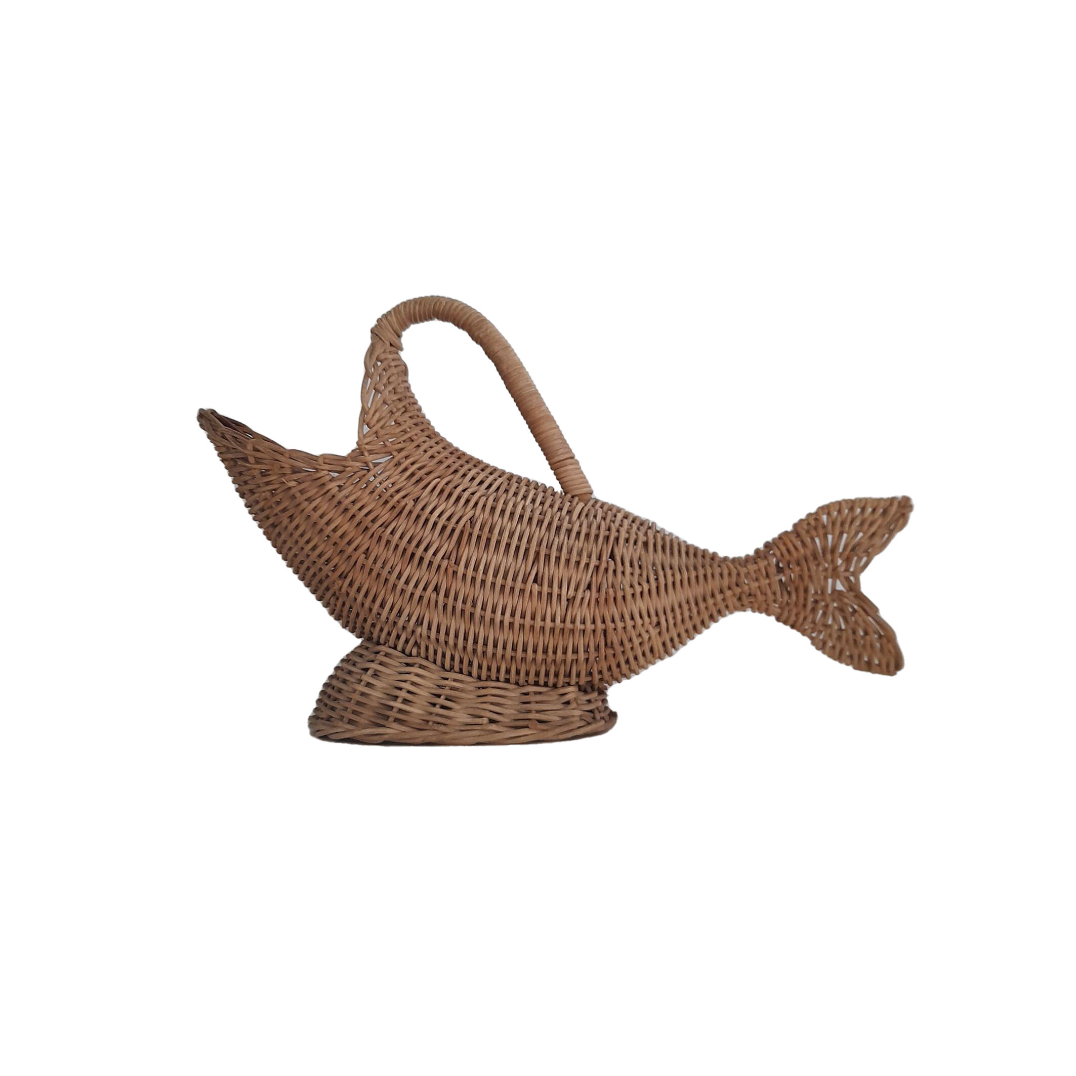 Wicker fish bottle basket