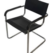 Set of 4 bauhaus cantilever chairs black leather and chrome design 80's