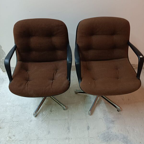 Paire de fauteuils coque Strafor 451 Randall Buck 1960 Space Age