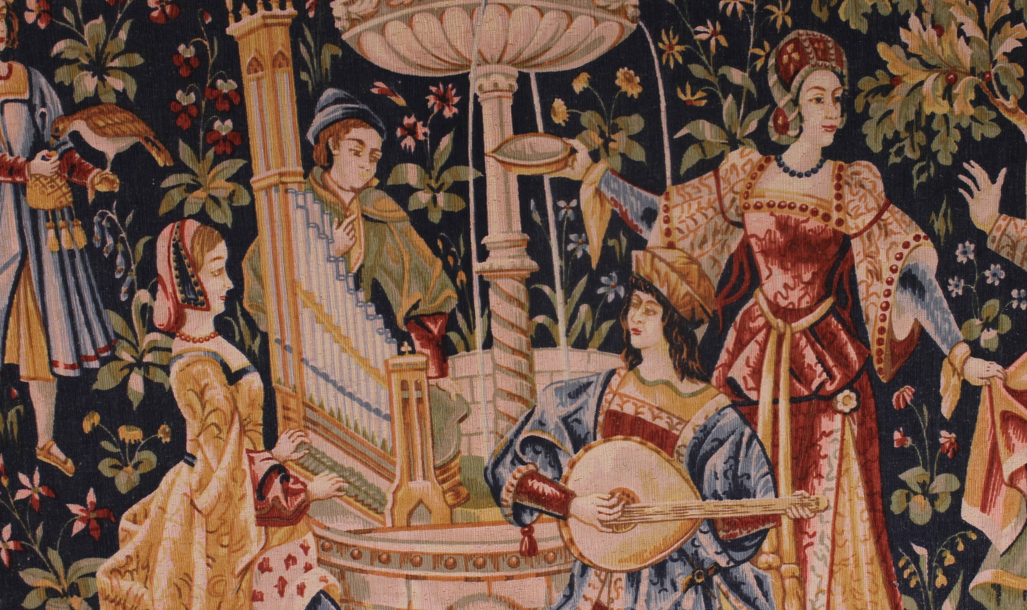 tapestry depicting a mille-feuille and a village festival "Concert"