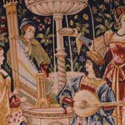 tapestry depicting a mille-feuille and a village festival "Concert"