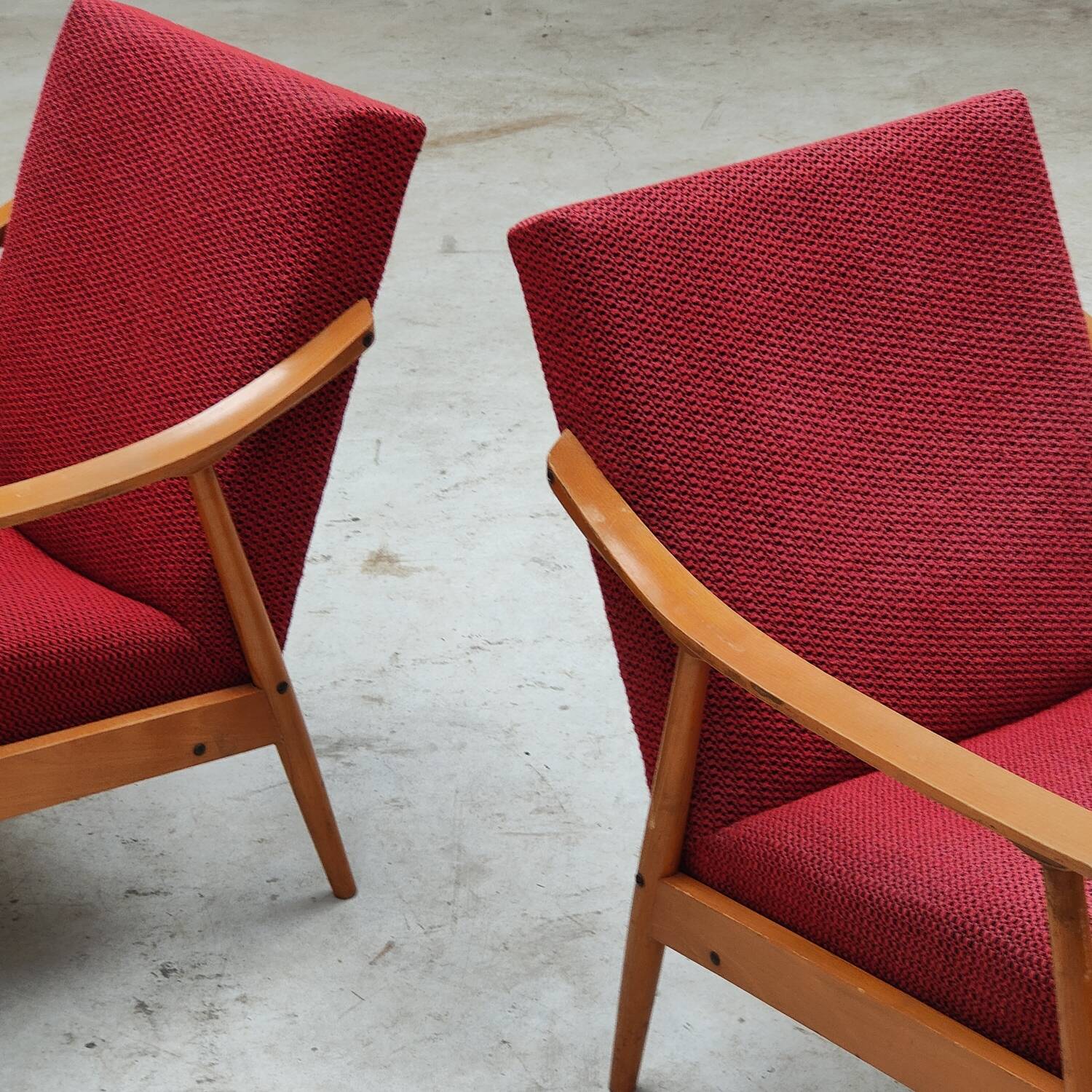 Pair of Czechoslovak armchairs 1960 red pink 1960