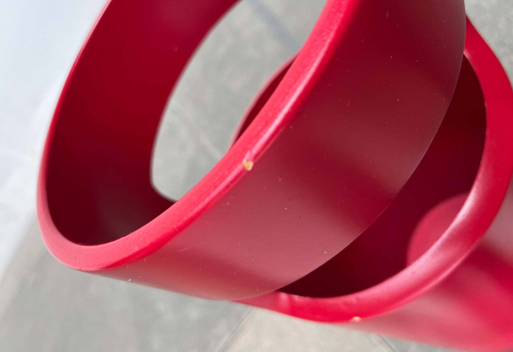 Red German umbrella stand in mid-century modern space style, 1960s.