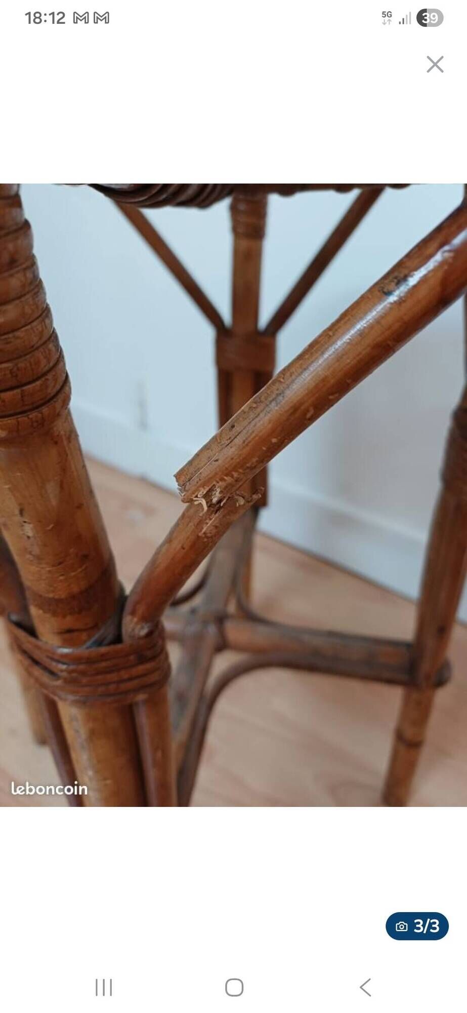 Pair of wicker stools from the 60s in bohemian style.