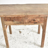 Table console antique en orme rustique