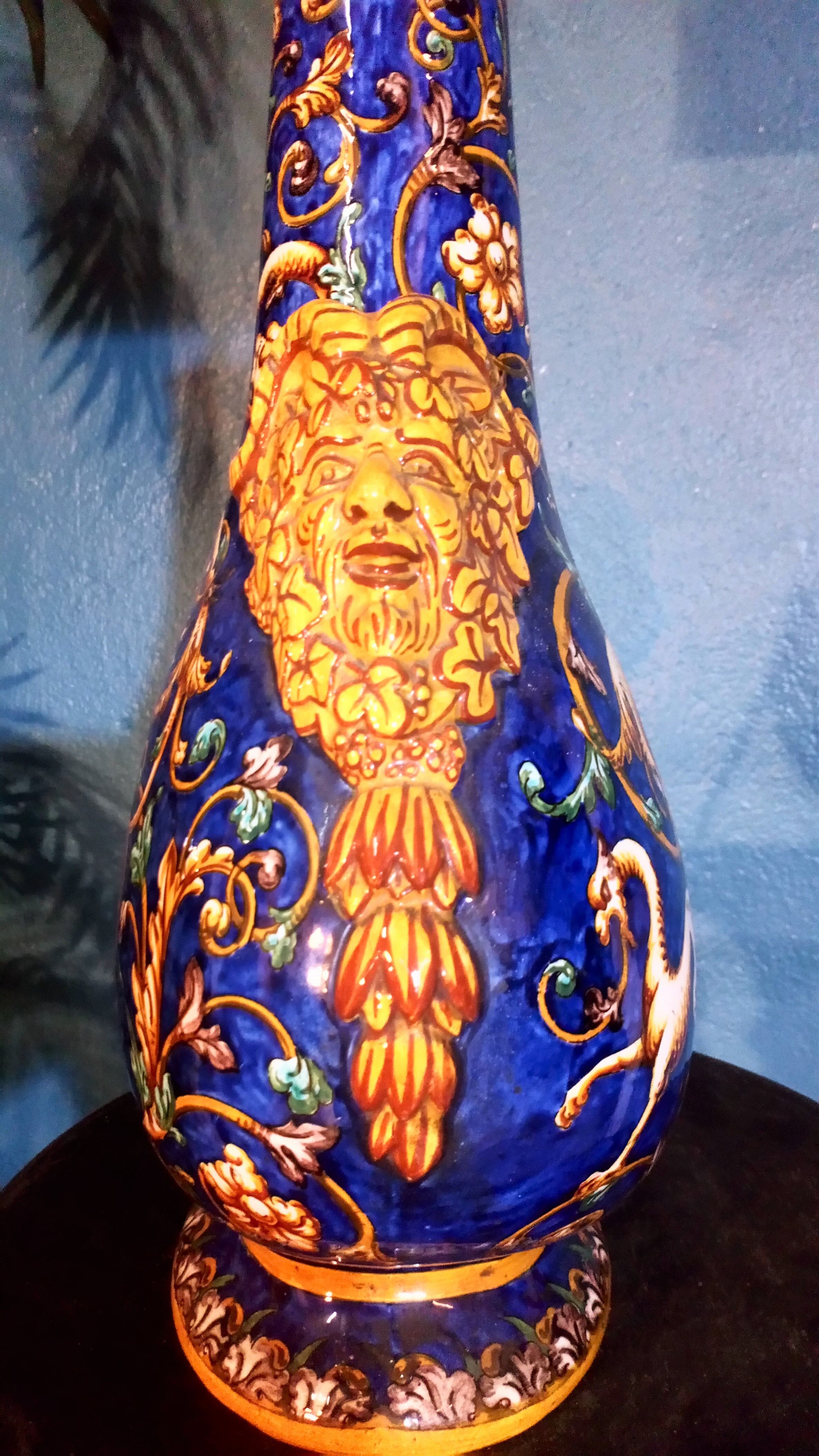 19th century Gien ceramic lamp