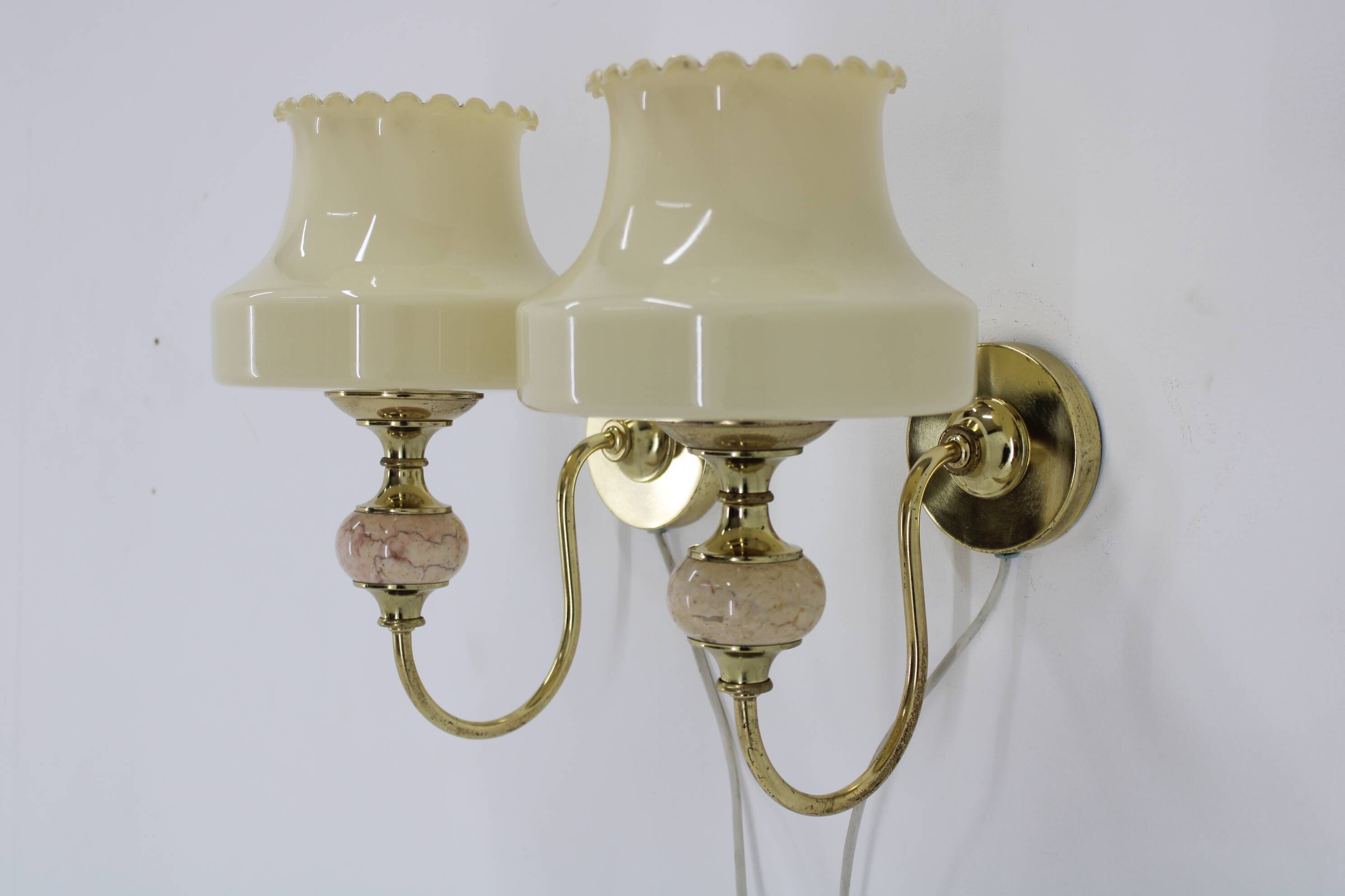 1970s Pair of Wall Lamps, Czechoslovakia