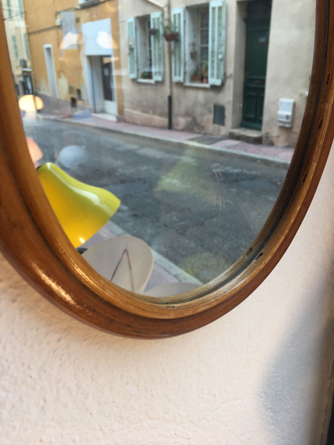 Vintage rattan mirror 19x40cm