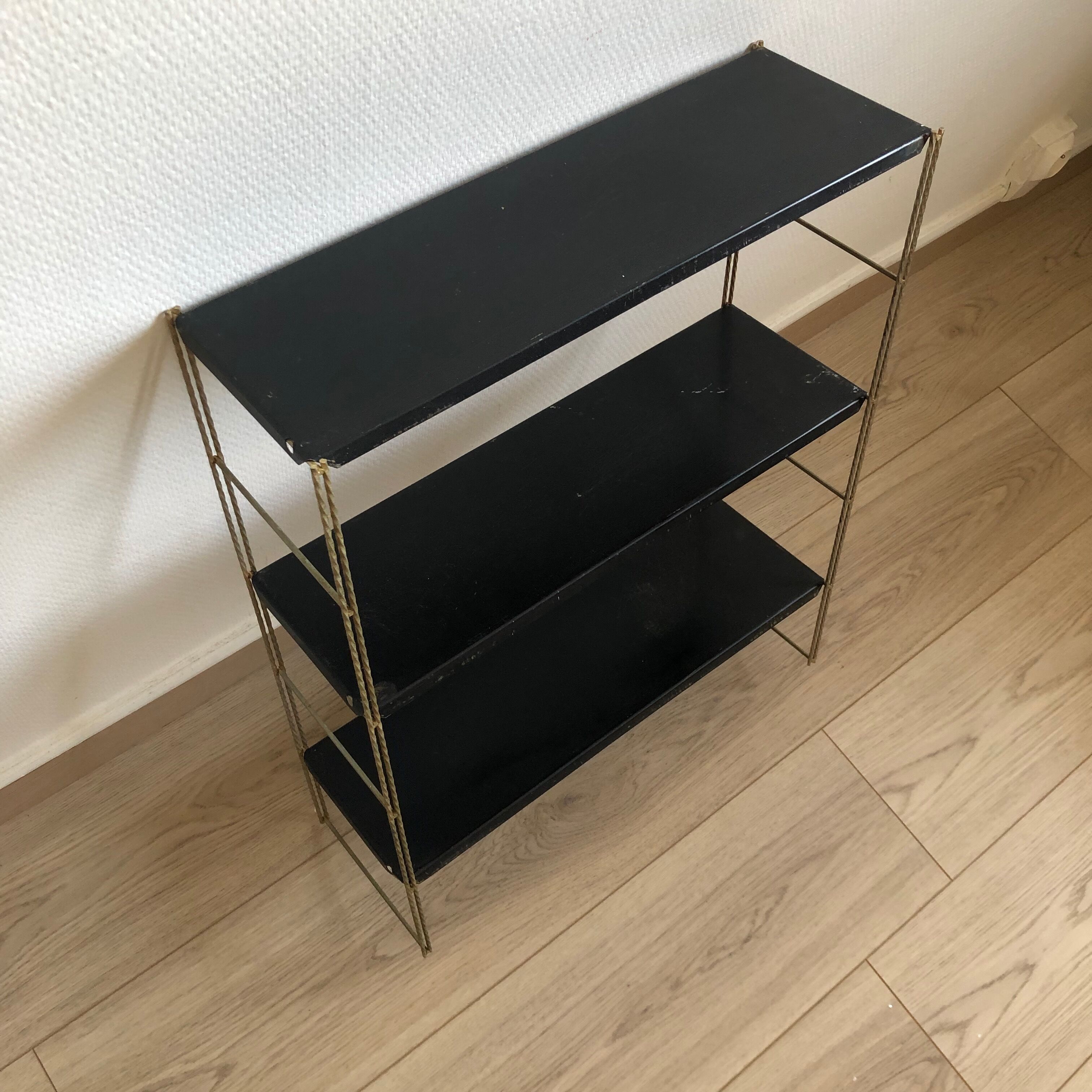 Etagère noire dorée 58x49cm vintage 1960