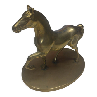 Statuette cheval vintage sur socle en laiton