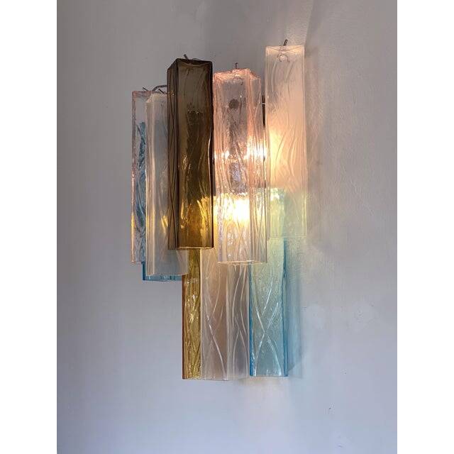 21st Century Multicolored "Squared" Murano Glass Wall Sconces - a Pair