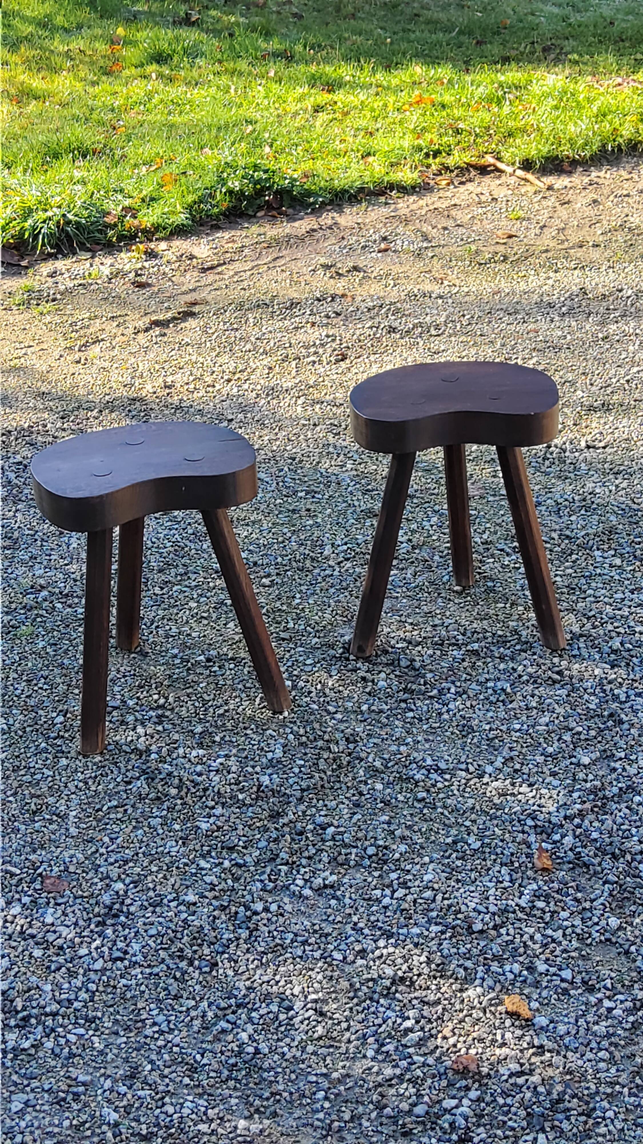 Pair of vintage shepherd stools in solid oak