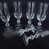 Flûtes à champagne en cristal de bohème, pied avec boule facetée
