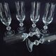 Bohemian crystal champagne flutes, foot with faceted ball