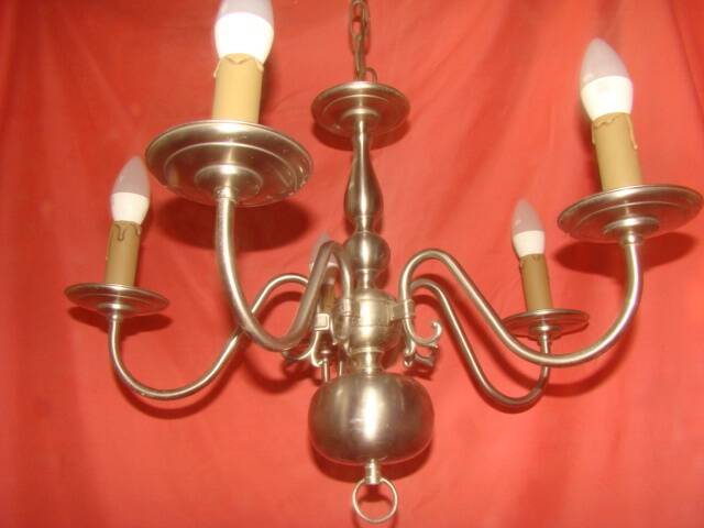 five-armed chandelier in white metal