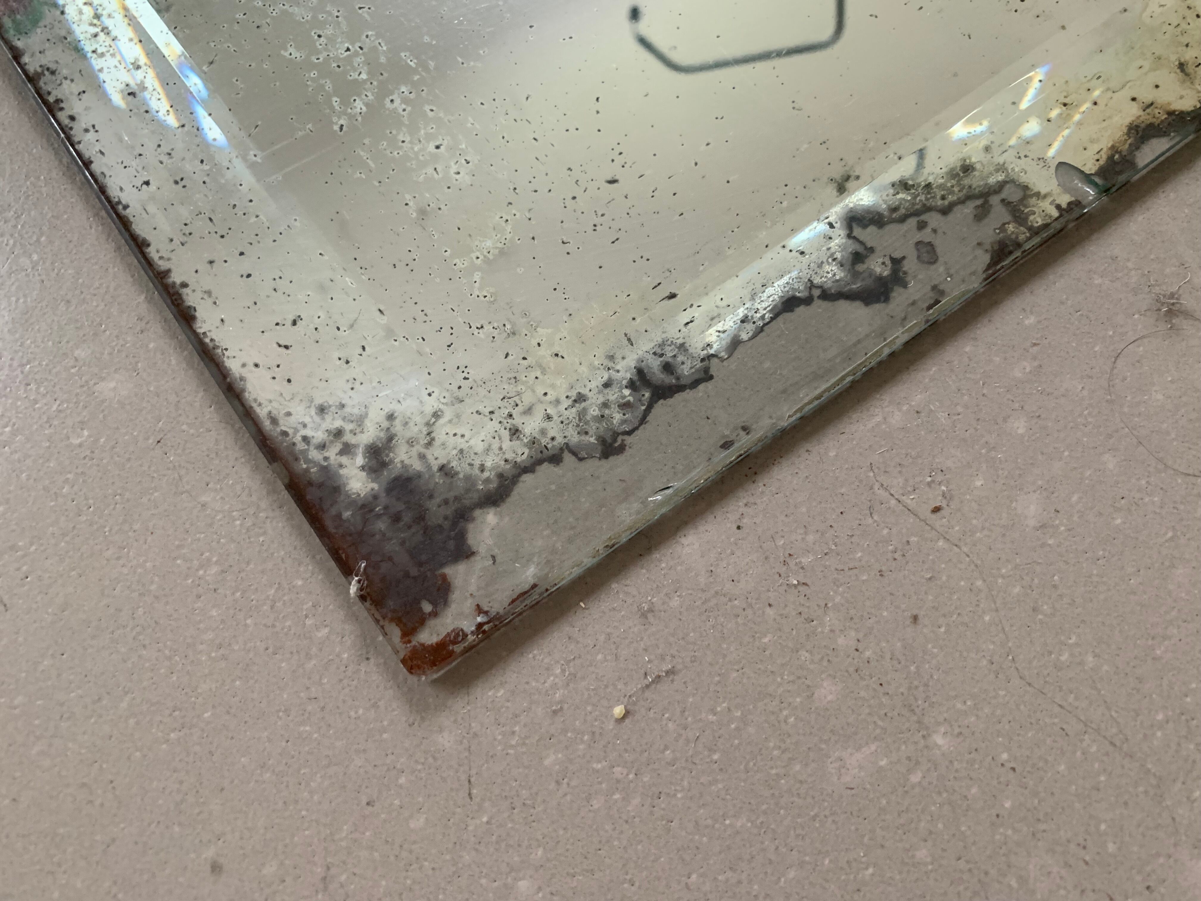 Old bevelled stitched mirror 78x108cm