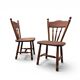 Set of 2 Oak Wood Victorian Child Stick Back Chairs / 1960s