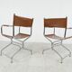Vintage leather folding chairs set of 2, 1970s