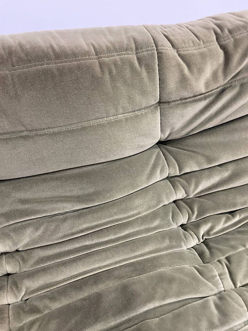 Vintage 2 and 3 seater green velvet togo set