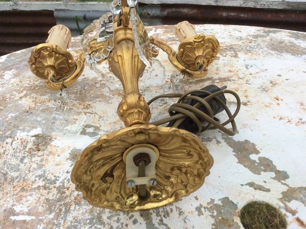 Paire de lampes chandeliers 3 feux en bronze