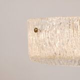 J.T. Kalmar Lustre pendant light in brass and textured glass, 1950s