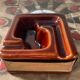 Vintage ceramic and leather ashtray